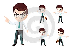 Set of business woman or office worker character with various poses