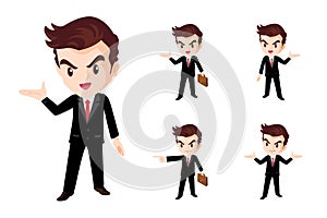 Set of business woman or office worker character with various poses