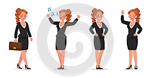 Set of business woman working in office character vector design no9