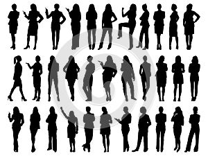 Set of Business Women Silhouette vector art