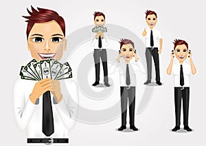 Set of businessman characters poses