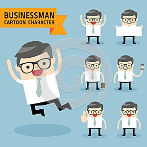 Set of businessman characters poses