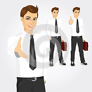Set of businessmen with briefcases