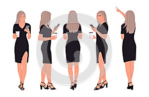 Set of Businesswoman character in different poses.