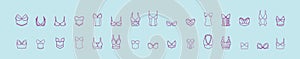 Set of bustier cartoon icon design template with various models. vector illustration isolated on blue background