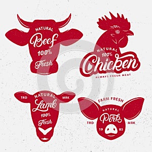 Set of butchery logo, label, emblem, poster.