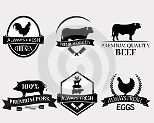 Set of butchery logo templates