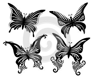 Set Butterflies Black Pictograms