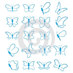 Set of butterflies. Vector illustration decorative background design