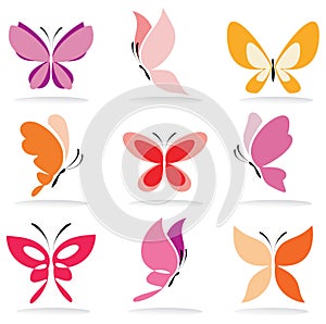Set of butterfly icons photo