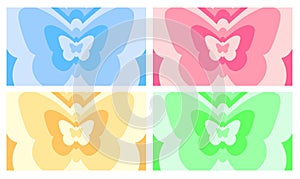 Set Of Butterfly shape Geometric Abstract Backgrounds. Lovely Vibes Posters Design