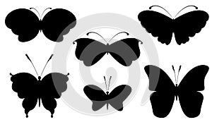 Set of butterfly silhouette icons.