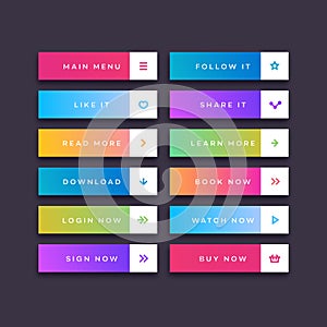 Set of button trendy gradient style
