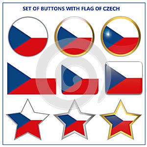 Set of buttons with flag of Czech Republic. Illustration