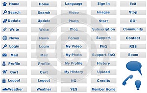 Set of buttons with the text for a website.