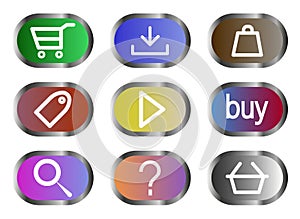 Set of buttons for website design. Click the button to buy. Modern shopping experience
