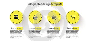 Set Buy button, Shopping basket, and dollar and cart. Business infographic template. Vector