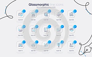 Set of Buy car, Journey and Lighthouse line icons for web app. Pictogram icon. Vector