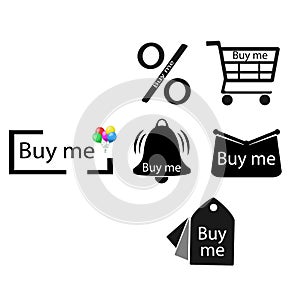 Set of `buy me` icons. Buy me stickers
