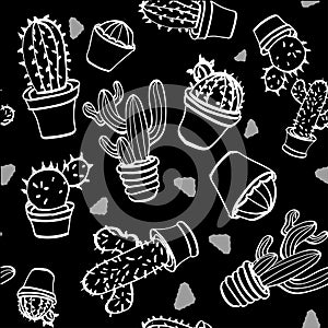 Set of cactus on a black background
