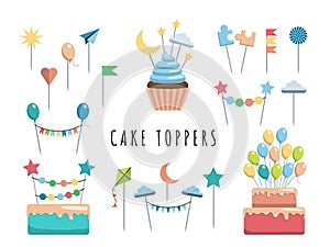 Set cake and cupcake toppers