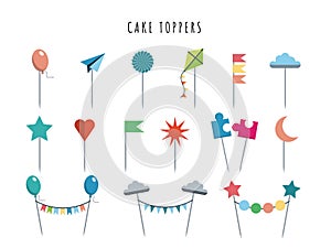 Set cake and cupcake toppers