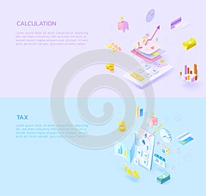 Set of Calculation Tax 3d style