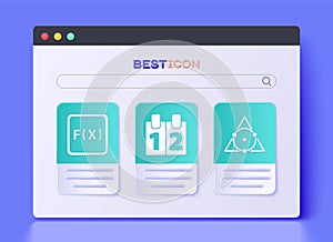 Set Calendar, Function mathematical symbol and Triangle math icon