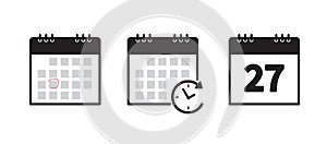 Set of calendar icon. Schedule icon isolated on white background. Flat design. Vector