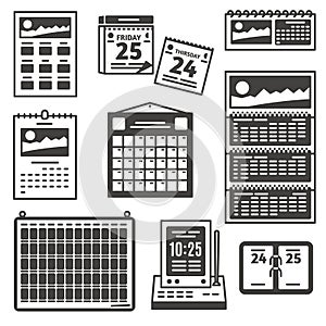 Set of calendar icons.