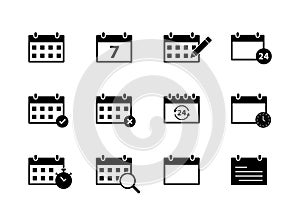 Set of Calendar icons. Time and seasons. Day, Week, Months, Year. Vector illustration