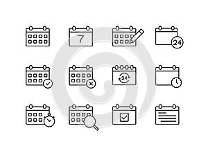 Set of Calendar icons. Time and seasons. Day, Week, Months, Year. Vector illustration