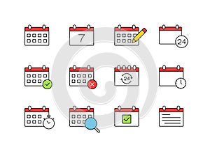 Set of Calendar icons. Time and seasons. Day, Week, Months, Year. Vector illustration