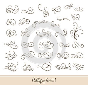 Set of calligraphic decorative elements