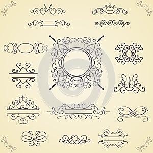 Set of calligraphic design elements