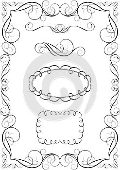 Set of calligraphic elements and frame