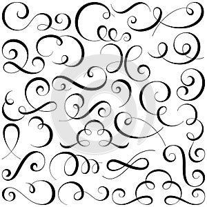 Set of Calligraphic Flourishes And Scroll Design Elements