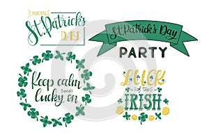 Set of calligraphic letterings for St Patricks Day
