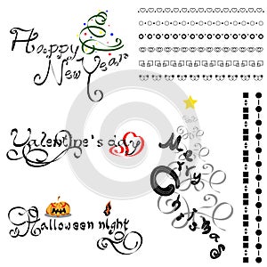 Set Calligraphic line and calligraphy vector