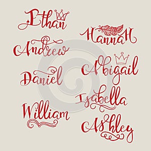 A set of calligraphic names