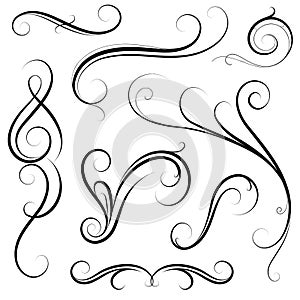 Set of calligraphic swirls photo