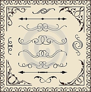 Set of calligraphy elements