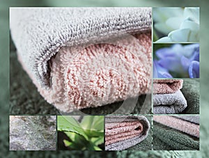 Set of Calming Relaxing Details with Terry Towels, green photo
