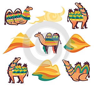 Set with camels, desert and hills