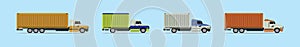 set of camion car car cartoon icon design template with various models. vector illustration isolated on blue background