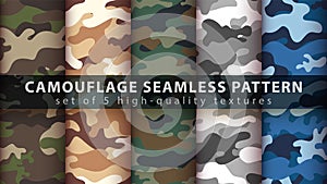 Set camouflage military seamless pattern