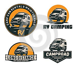 Set of camper van logo, emblems and badges.