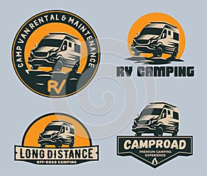 Set of camper van logo, emblems and badges.