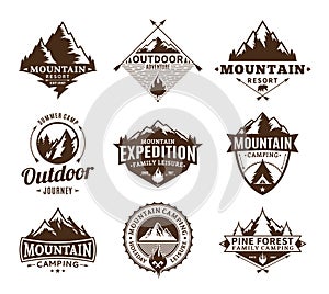 Set of camping and outdoor activity logo