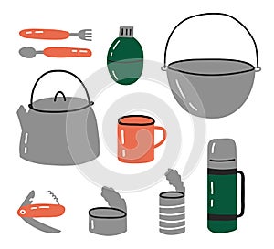 Set of camping utensils